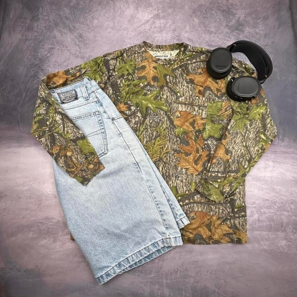 Mossy Oak Camo Long Sleeve Tee Y2K Hunting Outdoor Camouflage Streetwear XL
